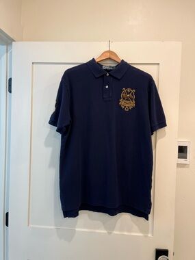 Ralph Lauren Navy Polo with Gold Embroidered Crest